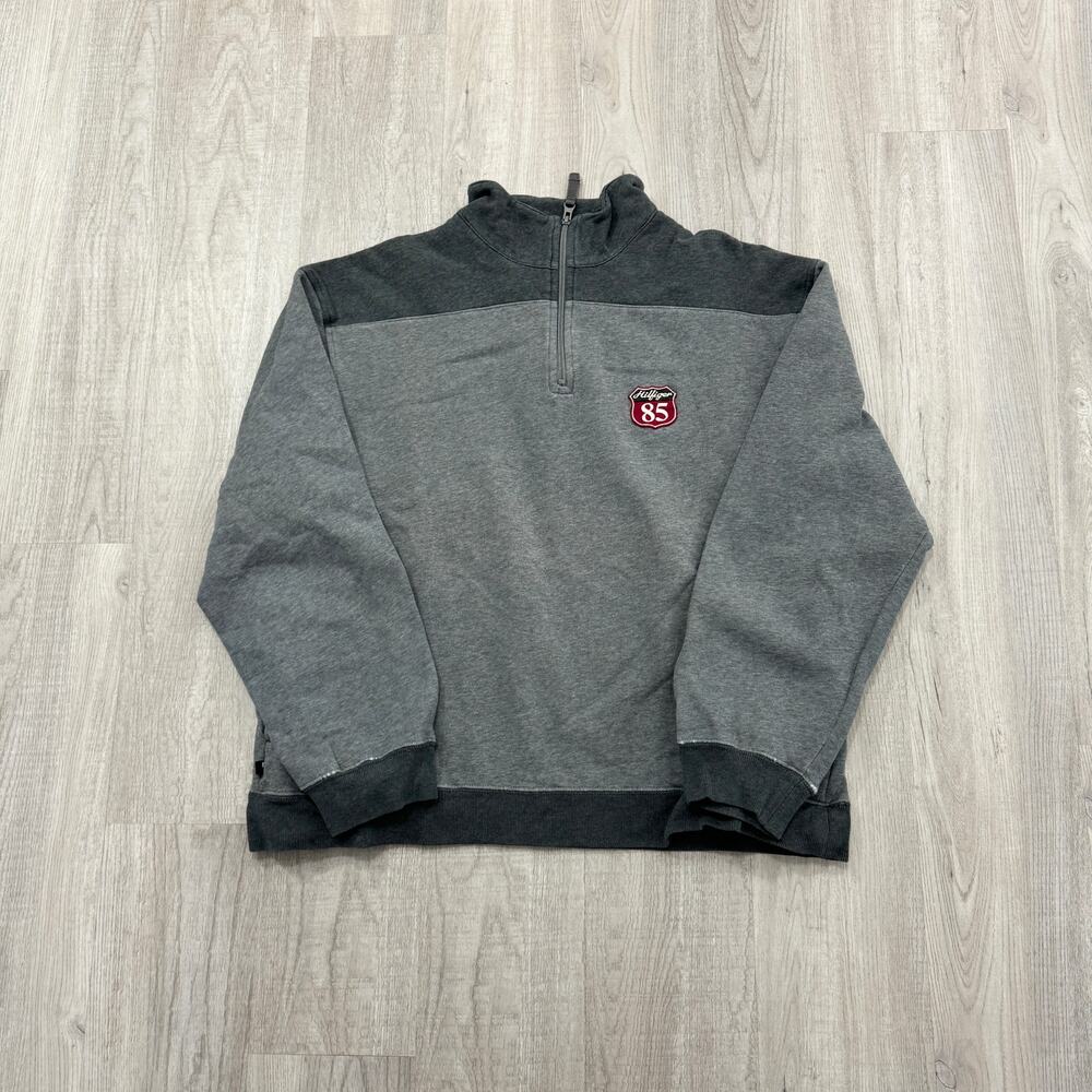 Vintage Tommy Hilfiger Sweatshirt Men's Large Gray 90s 1/4 Zip Logo Embroidered